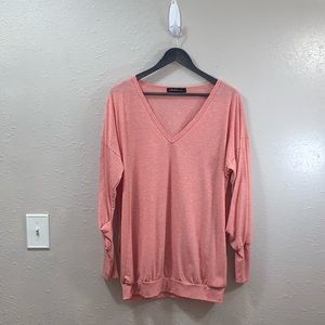 Pink v neck tunic size large/oversized medium